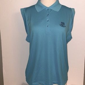 DriWay Ladies L Teal Capped Sleeve 4 Button Polo Golf Tennis Pickelball NWT